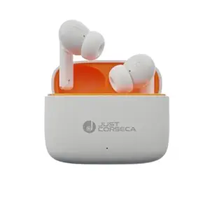JUST CORSECA Soundwave Earbuds with Type C Charging | ANC & ENC Model | Low Latency Bluetooth 5.3 | IPX4 Water Resistance | Smooth Touch Controls (White)